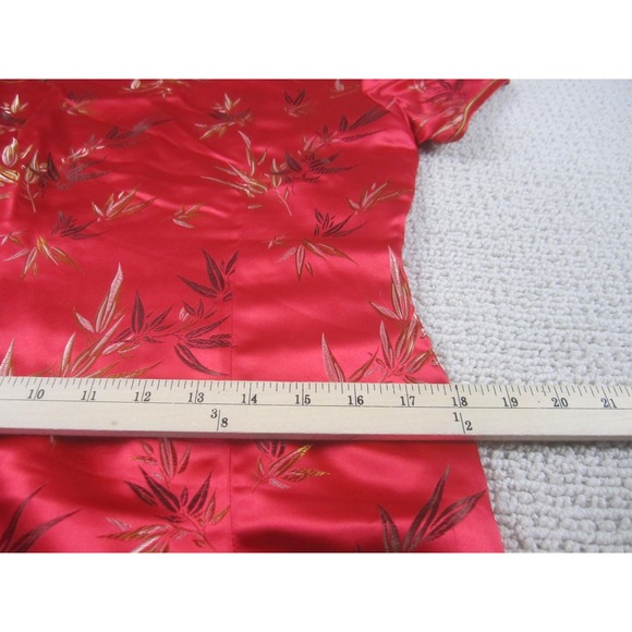 Star Dress Womens 38 Red Gold Bamboo Cheongsam Qipao Chinese‎ Traditional Short - Picture 8 of 9
